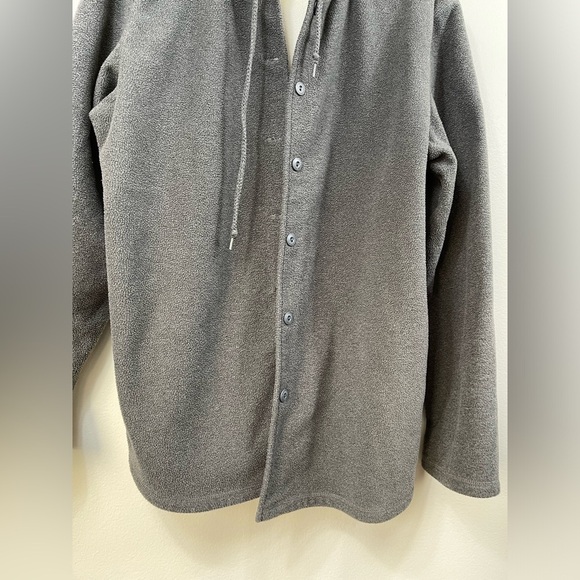 Gray Hooded Jacket Fleece Button Closure Women by Lauren Ralph Lauren Size L - Picture 4 of 15